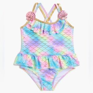Betsey Johnson Girl’s Sequin Seashell One-Piece Swimsuit‎
